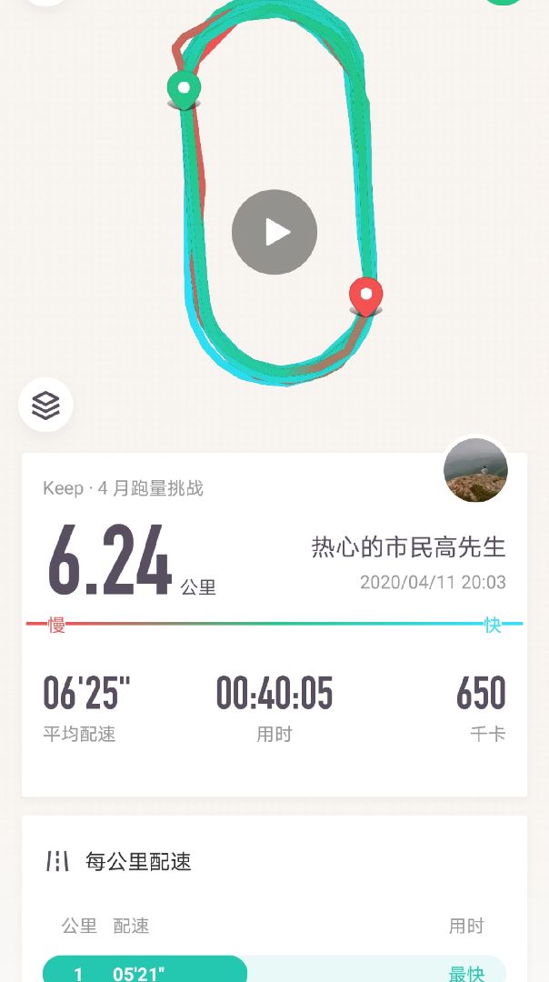 四十分钟,中途走了一圈_keep