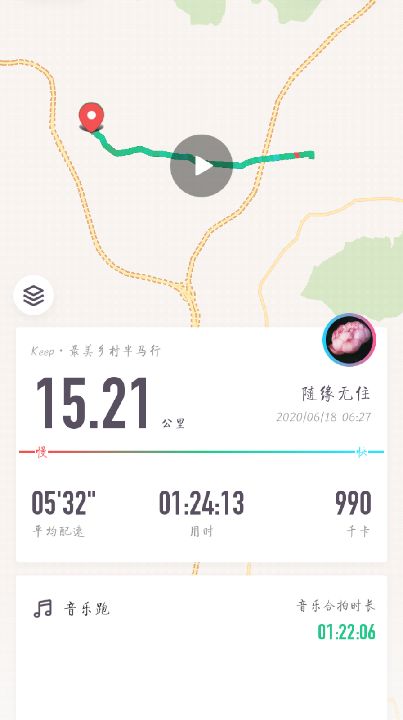 六一八,晨跑十五点二一公里,本月跑量过二百公里.