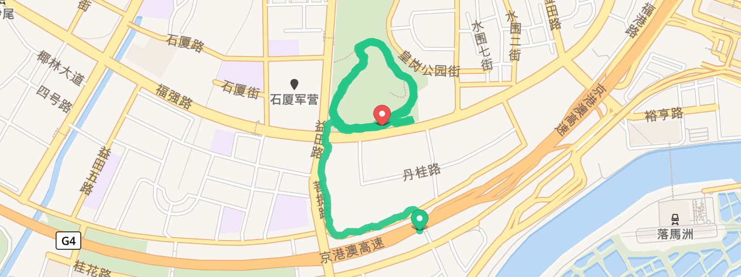 10公里, 40分21秒  完成 皇岗公园  达成当周目标  用 live 模式实时