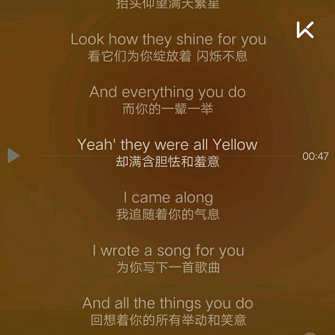 coldplay的歌超级棒啊,晚上跑起来超有意境最喜欢yellow