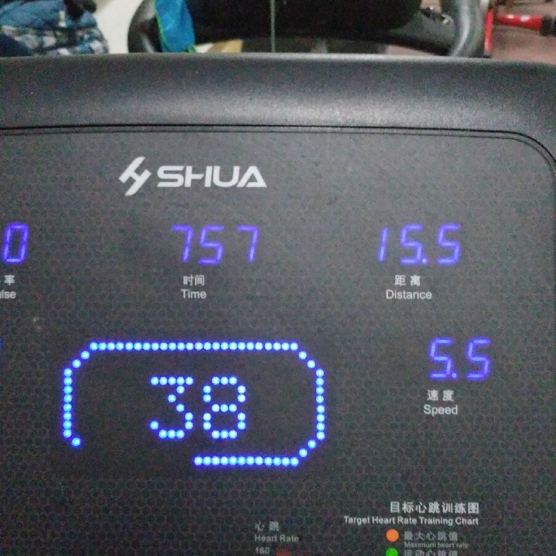 难得时间充裕,突破自己,跑步机的时间和卡路里消耗已经清零再重新开始