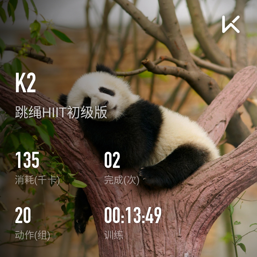 我刚刚完成了跳绳hiit初级版训练,加入我一起运动吧!