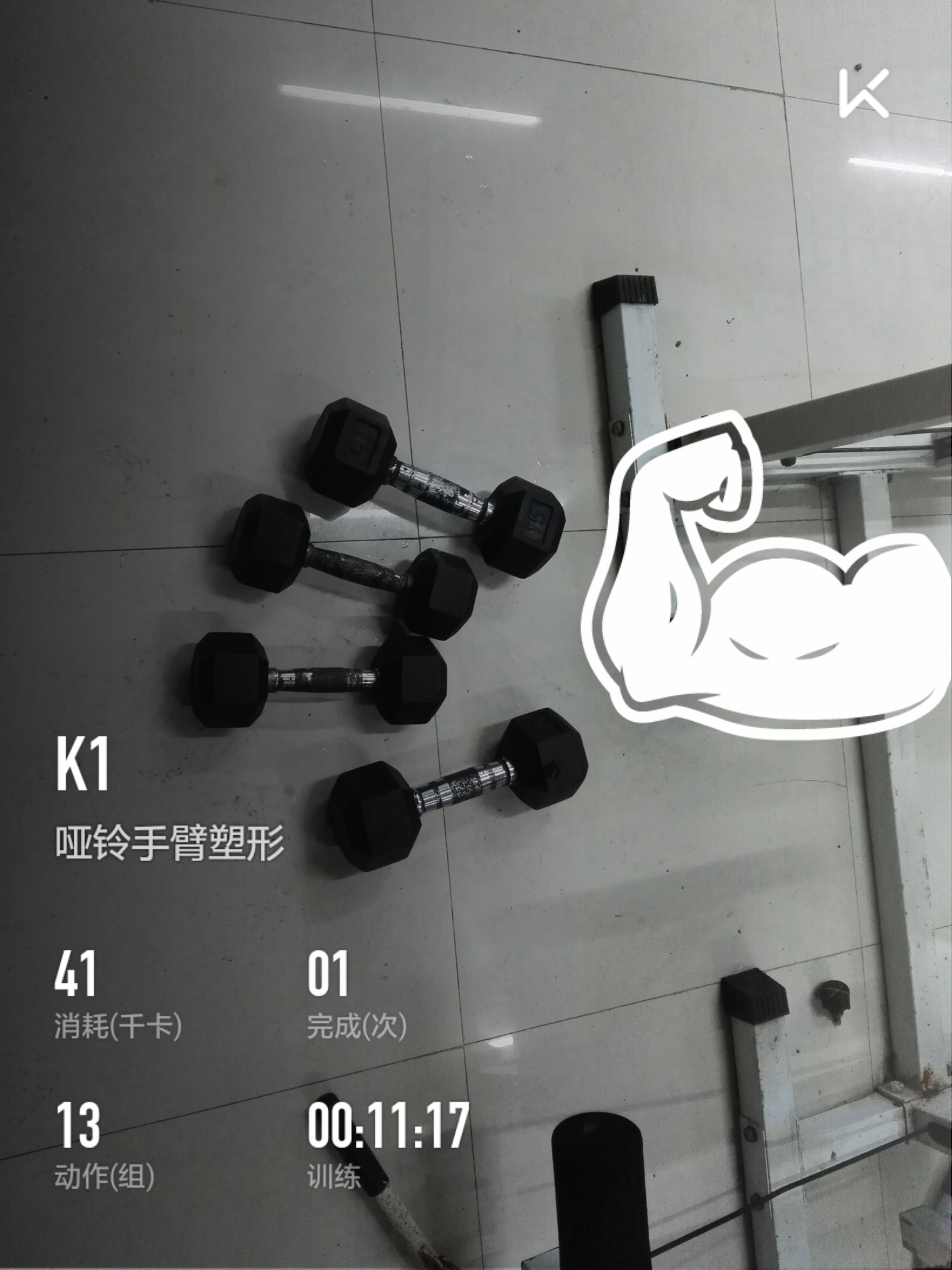 1x30 屈臂向后肩关节环绕 1x30 哑铃复合推举 1x8 俯身哑铃臂屈伸 1