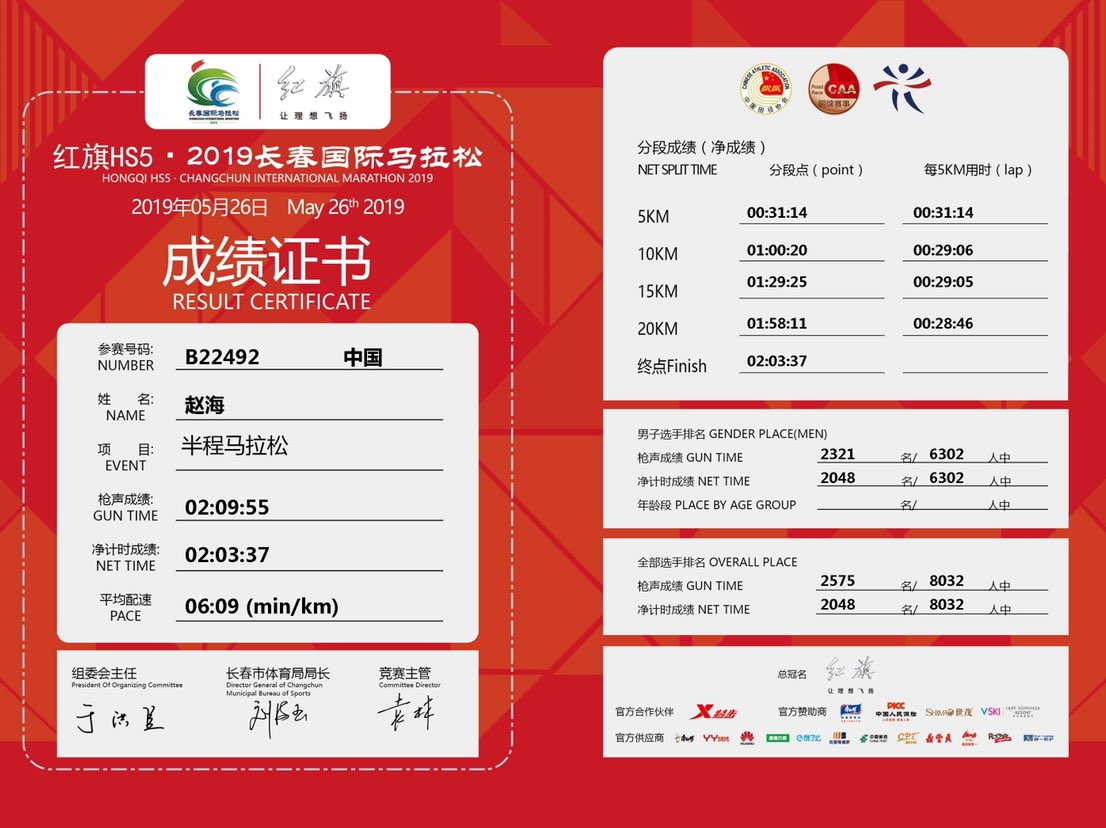 长马半马,虽然没进俩小时,但已经很满意了,膝盖没