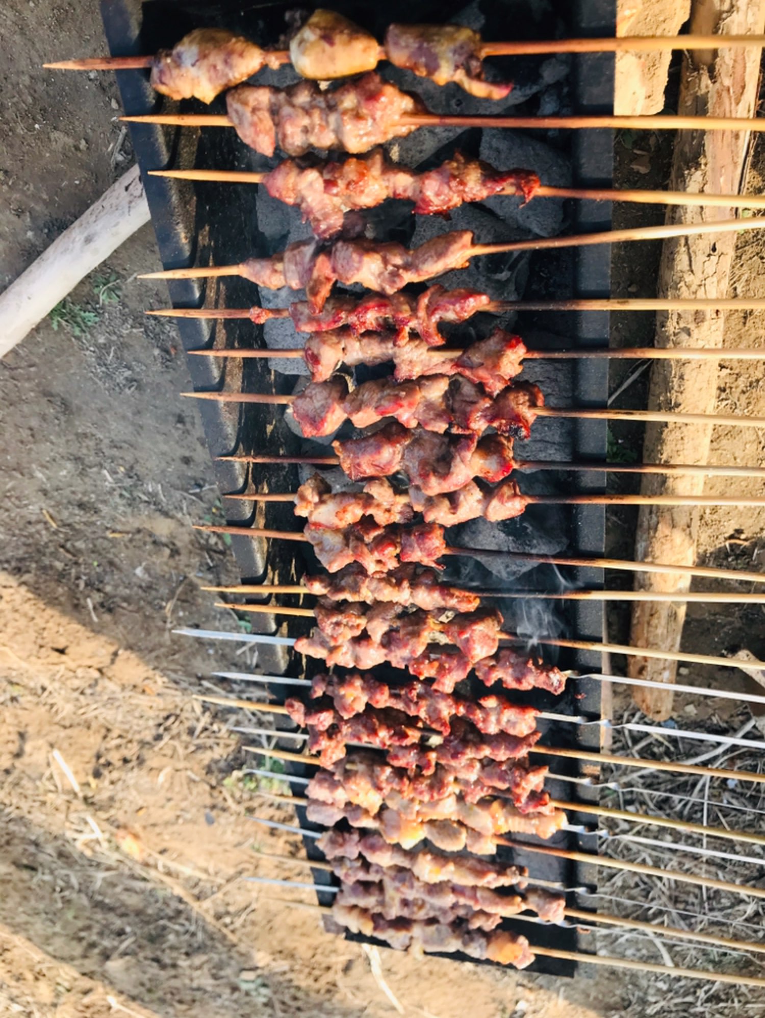 野外烤串,烤饭越来越好吃了,以后请叫我烤串女神