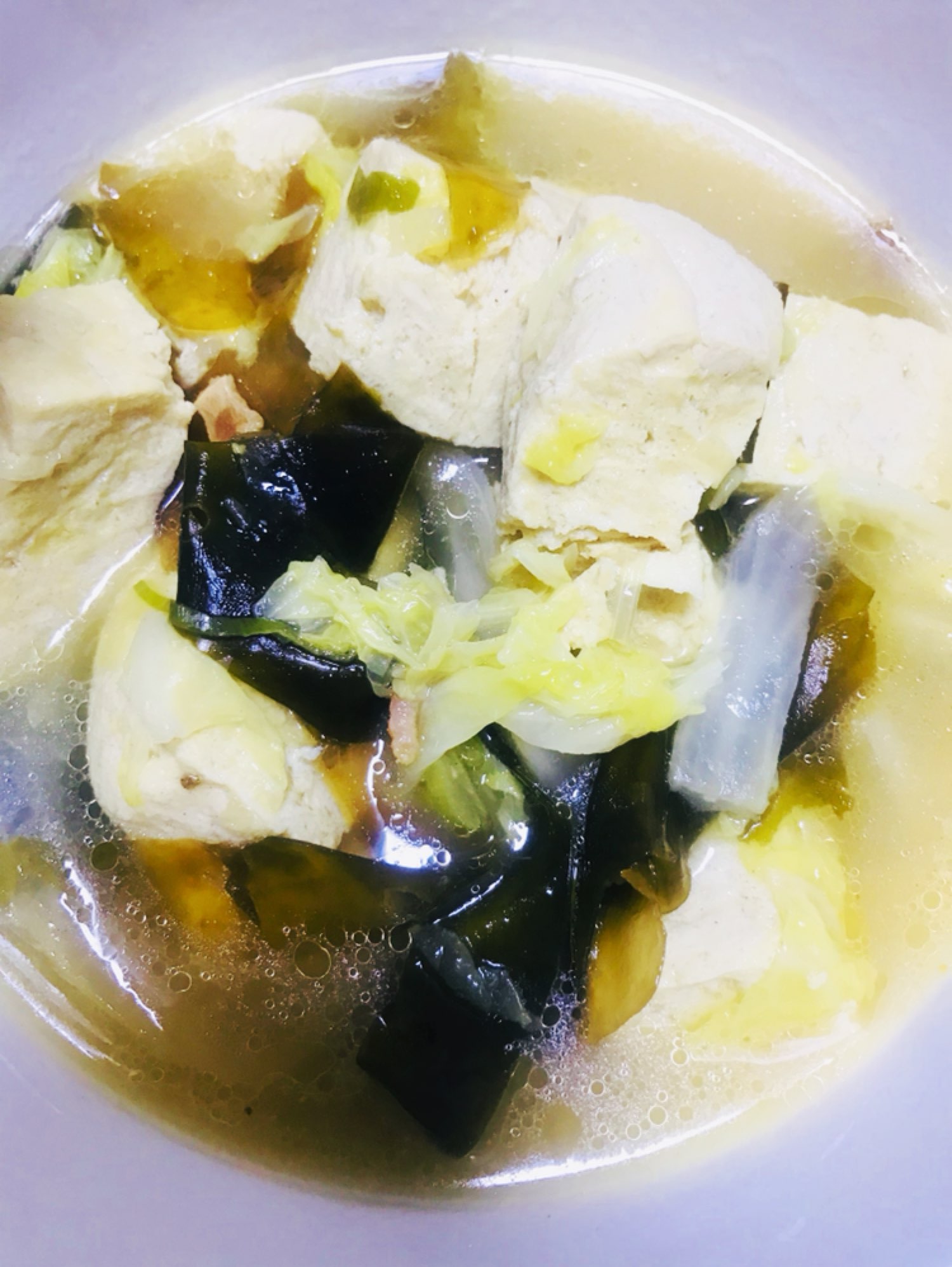海带虾米白菜豆腐汤