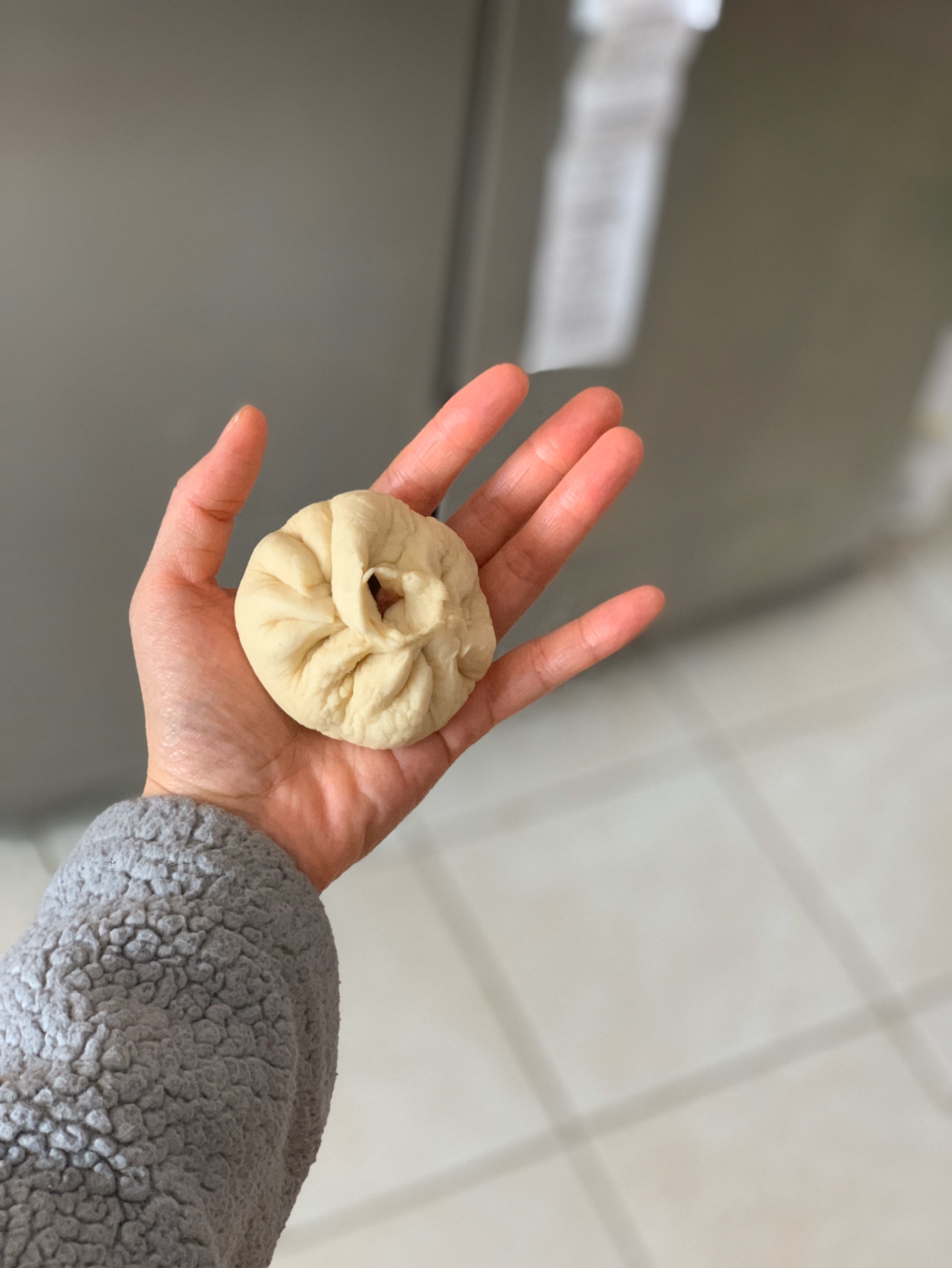 第一次捏包子,感觉捏得像个老奶奶的皮肤