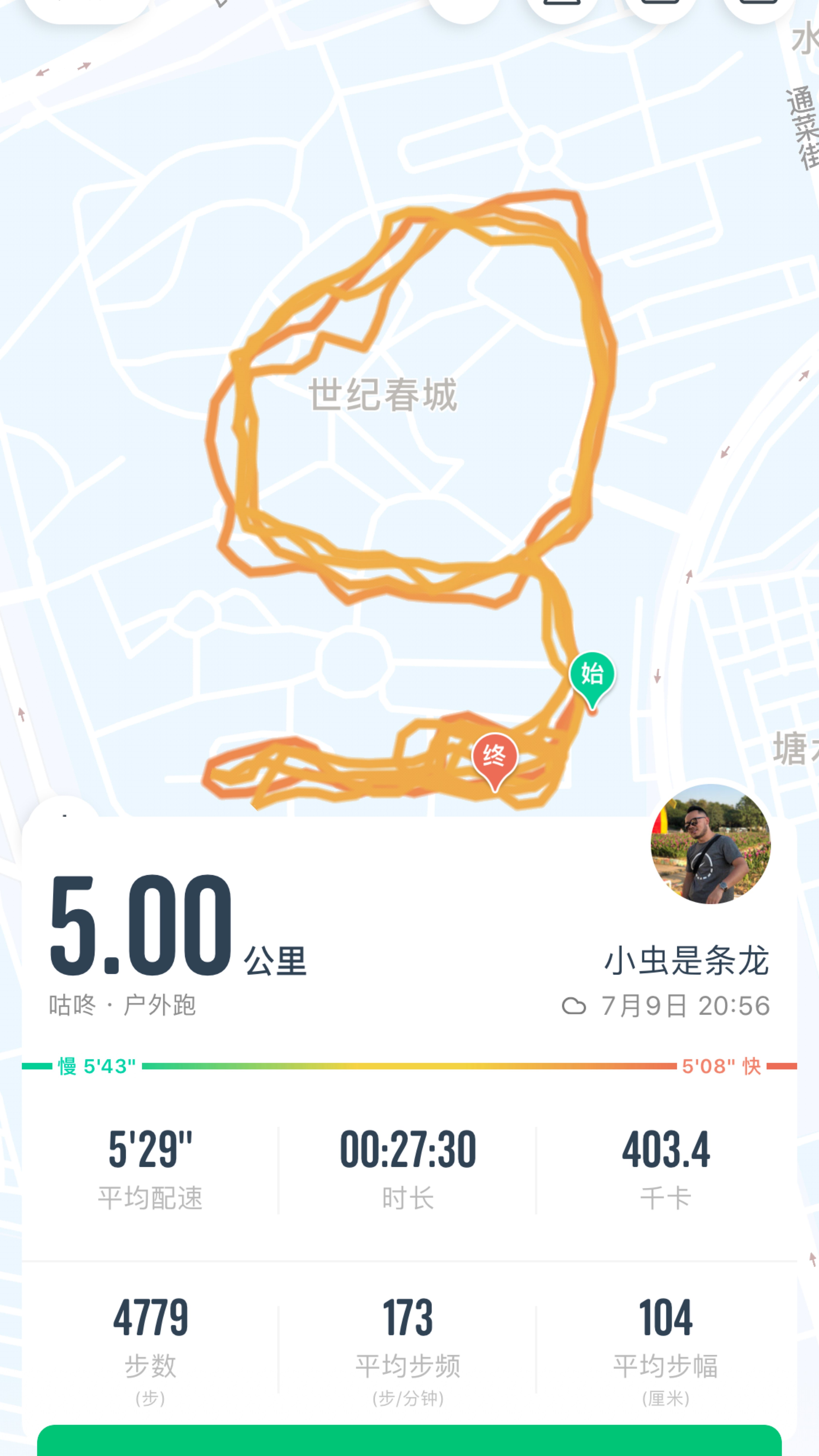 day64 跑步5公里!吃多了