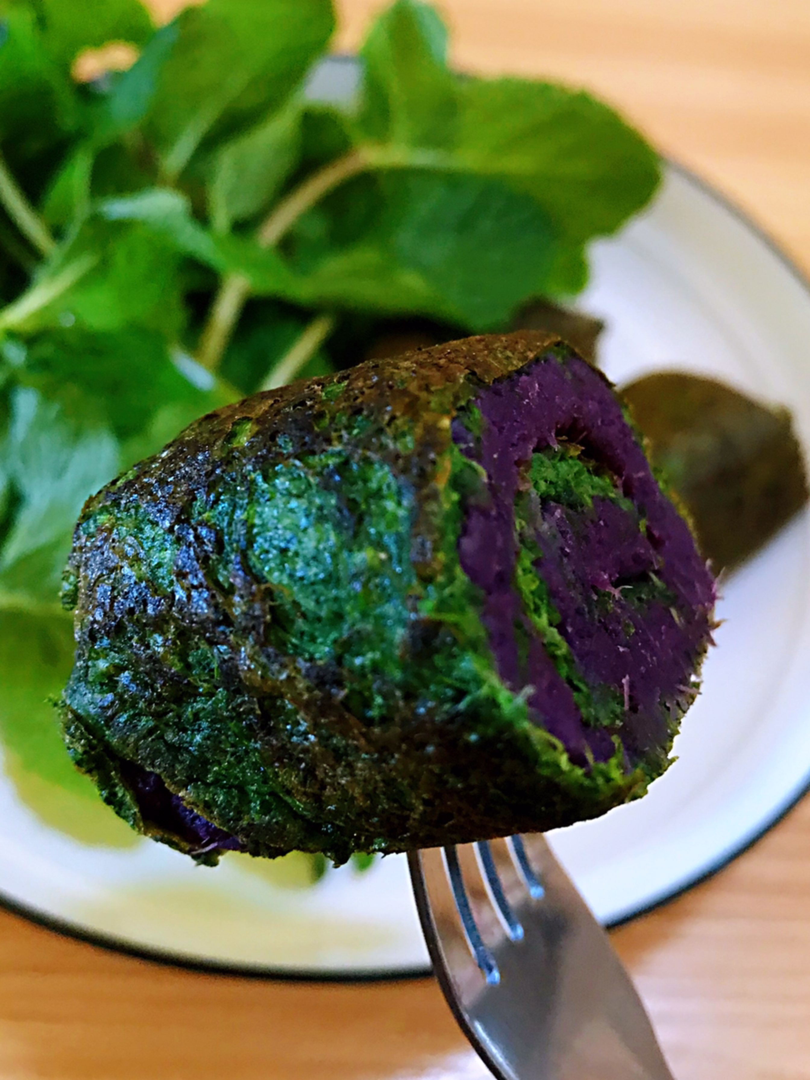 [酷]分享一个紫薯菠菜卷的做法,妈耶_keep