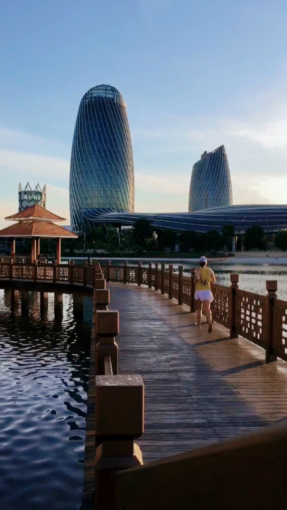 度假胜地也要晨跑,美丽的海南海花岛